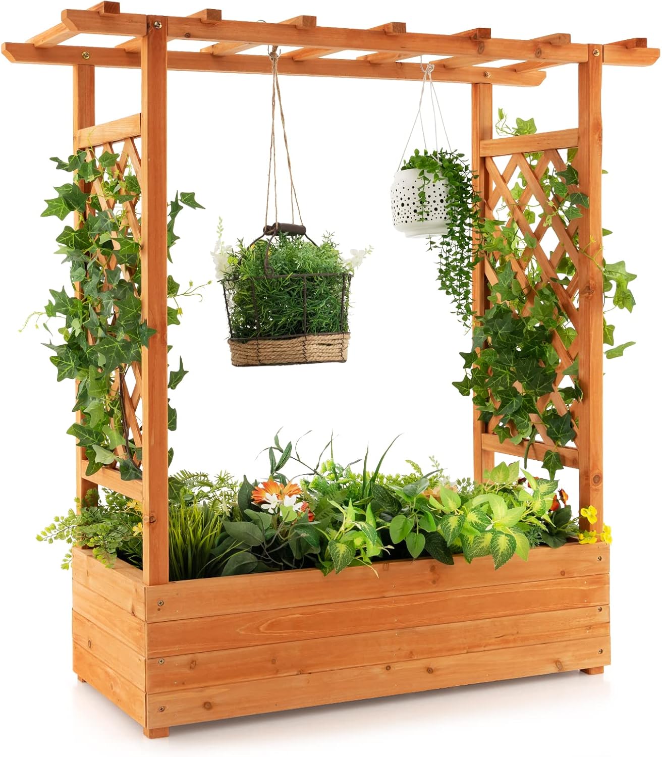 Raised Garden Bed - Tempat Tanam Kayu Bertingkat dengan Teralis
